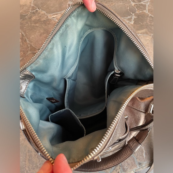 Coach Silver Metallic Leather hobo style hand bag - Picture 3 of 8